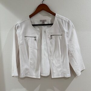 Roz & Ali White Cropped Blazer with Silver Accents